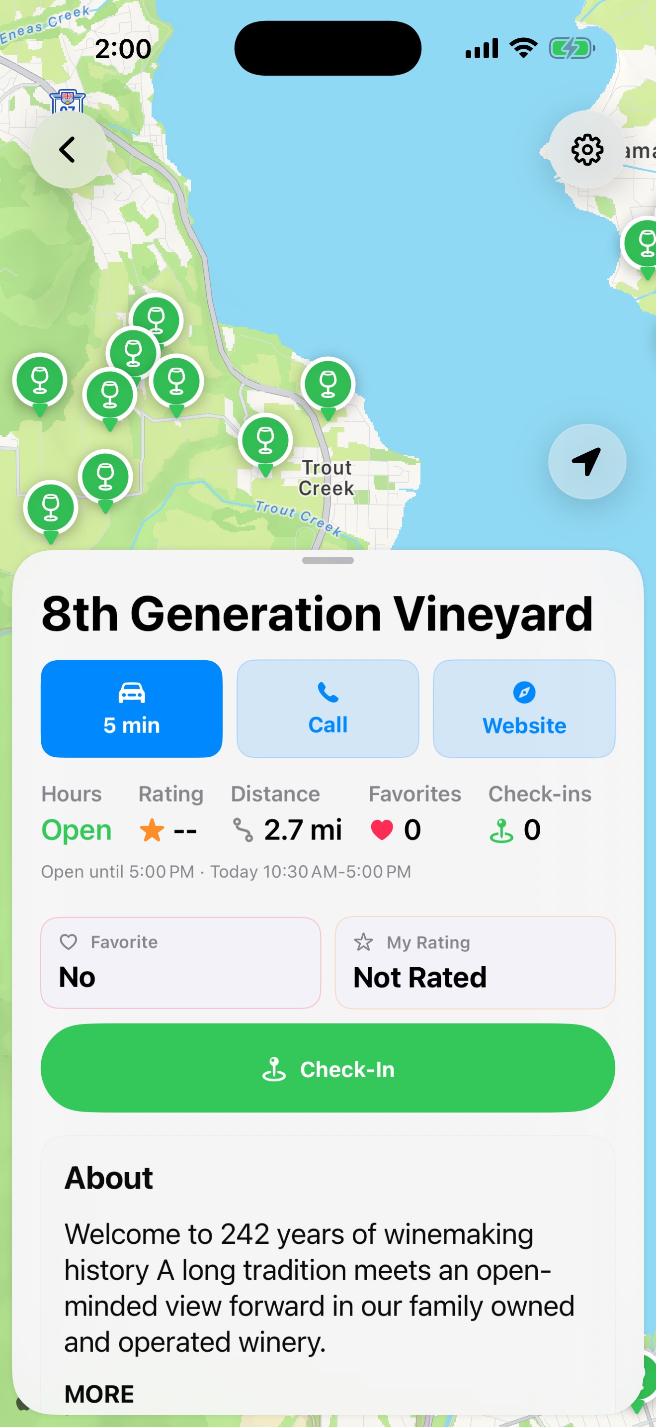 Wine Tripper winery detail page